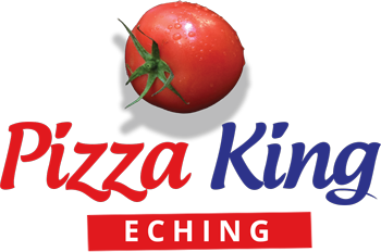 Tomate über Pizza King Eching Schriftzug